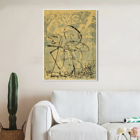 INVIN ART Framed Canvas Giclee Print Public Duel by Paul Klee Wall Art Living Room Home Office Decorations