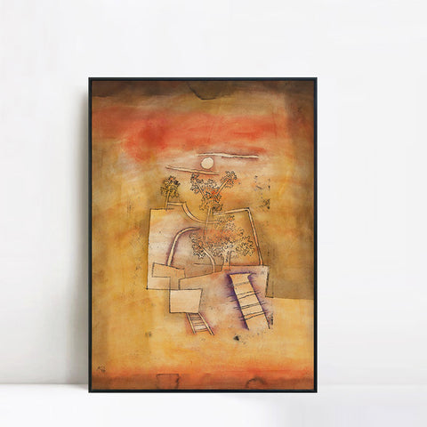 INVIN ART Framed Canvas Giclee Print Tree Culture by Paul Klee Wall Art Living Room Home Office Decorations