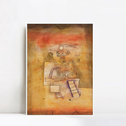 INVIN ART Framed Canvas Giclee Print Tree Culture by Paul Klee Wall Art Living Room Home Office Decorations