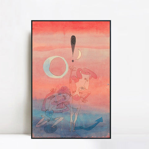 INVIN ART Framed Canvas Giclee Print The False Oath ;1922 by Paul Klee Wall Art Living Room Home Office Decorations