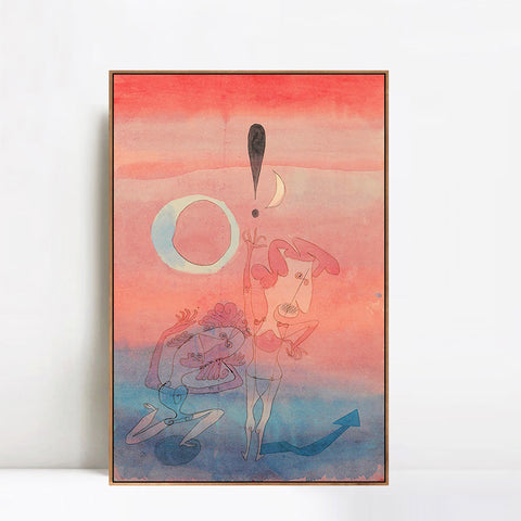 INVIN ART Framed Canvas Giclee Print The False Oath ;1922 by Paul Klee Wall Art Living Room Home Office Decorations