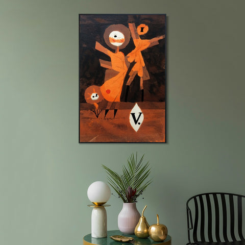 INVIN ART Framed Canvas Giclee Print Blumenfamilie V.(flower_familiy_V.);1922 by Paul Klee Wall Art Living Room Home Office Decorations