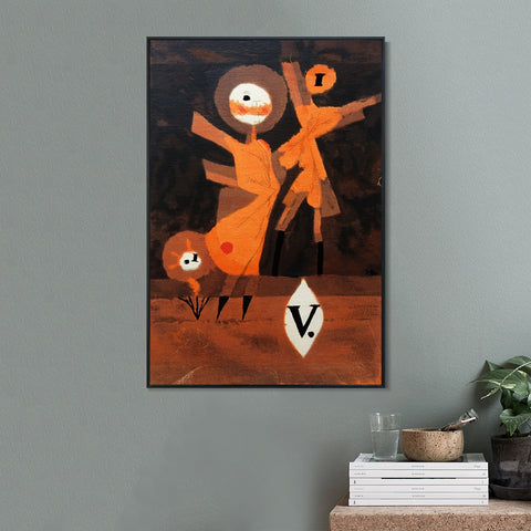 INVIN ART Framed Canvas Giclee Print Blumenfamilie V.(flower_familiy_V.);1922 by Paul Klee Wall Art Living Room Home Office Decorations