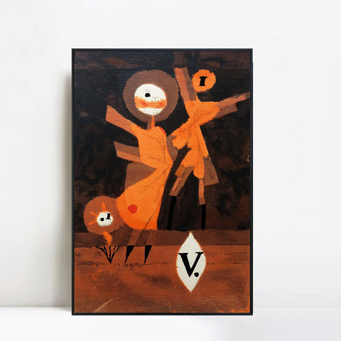 INVIN ART Framed Canvas Giclee Print Blumenfamilie V.(flower_familiy_V.);1922 by Paul Klee Wall Art Living Room Home Office Decorations