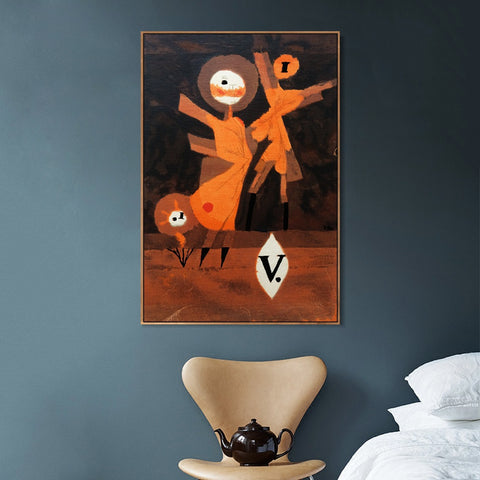 INVIN ART Framed Canvas Giclee Print Blumenfamilie V.(flower_familiy_V.);1922 by Paul Klee Wall Art Living Room Home Office Decorations