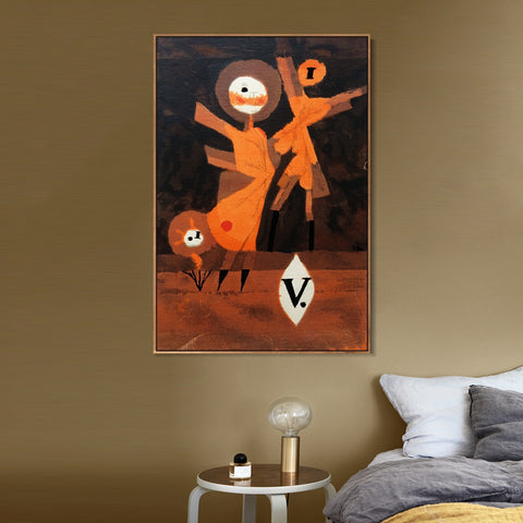 INVIN ART Framed Canvas Giclee Print Blumenfamilie V.(flower_familiy_V.);1922 by Paul Klee Wall Art Living Room Home Office Decorations