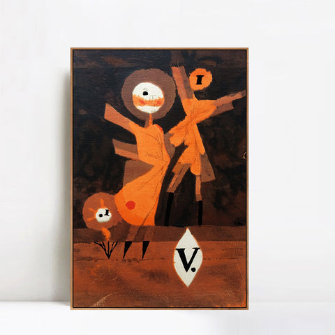 INVIN ART Framed Canvas Giclee Print Blumenfamilie V.(flower_familiy_V.);1922 by Paul Klee Wall Art Living Room Home Office Decorations