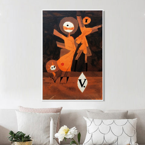 INVIN ART Framed Canvas Giclee Print Blumenfamilie V.(flower_familiy_V.);1922 by Paul Klee Wall Art Living Room Home Office Decorations