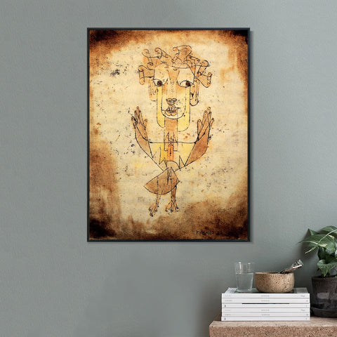 INVIN ART Framed Canvas Giclee Print Angelus Novus 1920 by Paul Klee Wall Art Living Room Home Office Decorations