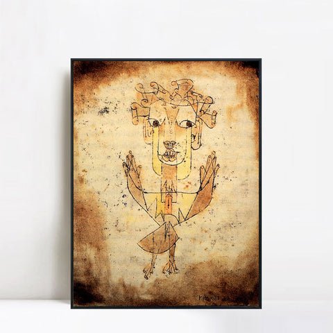 INVIN ART Framed Canvas Giclee Print Angelus Novus 1920 by Paul Klee Wall Art Living Room Home Office Decorations