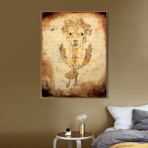 INVIN ART Framed Canvas Giclee Print Angelus Novus 1920 by Paul Klee Wall Art Living Room Home Office Decorations