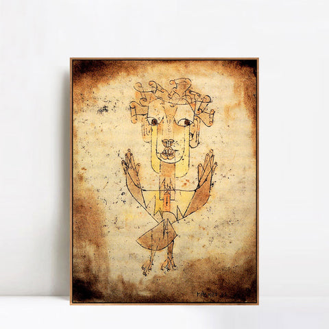 INVIN ART Framed Canvas Giclee Print Angelus Novus 1920 by Paul Klee Wall Art Living Room Home Office Decorations