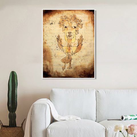 INVIN ART Framed Canvas Giclee Print Angelus Novus 1920 by Paul Klee Wall Art Living Room Home Office Decorations