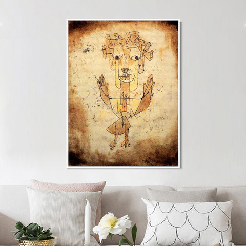 INVIN ART Framed Canvas Giclee Print Angelus Novus 1920 by Paul Klee Wall Art Living Room Home Office Decorations