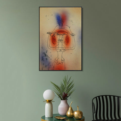INVIN ART Framed Canvas Giclee Print Die Saengerin der komischen Oper;1925 by Paul Klee Wall Art Living Room Home Office Decorations