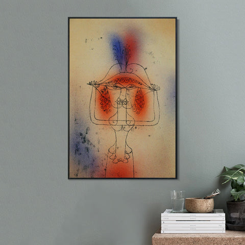 INVIN ART Framed Canvas Giclee Print Die Saengerin der komischen Oper;1925 by Paul Klee Wall Art Living Room Home Office Decorations