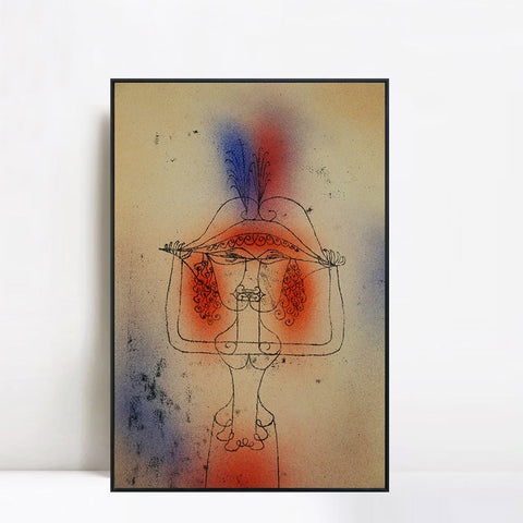 INVIN ART Framed Canvas Giclee Print Die Saengerin der komischen Oper;1925 by Paul Klee Wall Art Living Room Home Office Decorations