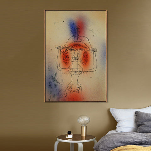 INVIN ART Framed Canvas Giclee Print Die Saengerin der komischen Oper;1925 by Paul Klee Wall Art Living Room Home Office Decorations