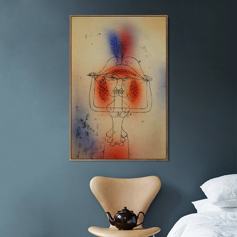 INVIN ART Framed Canvas Giclee Print Die Saengerin der komischen Oper;1925 by Paul Klee Wall Art Living Room Home Office Decorations