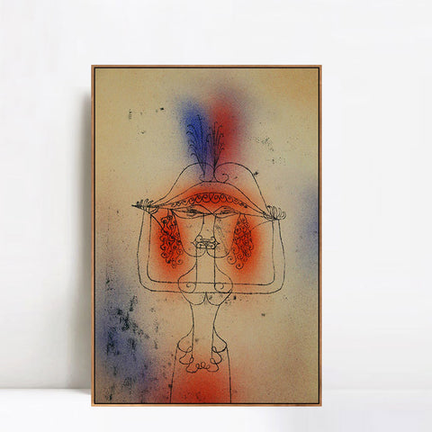 INVIN ART Framed Canvas Giclee Print Die Saengerin der komischen Oper;1925 by Paul Klee Wall Art Living Room Home Office Decorations