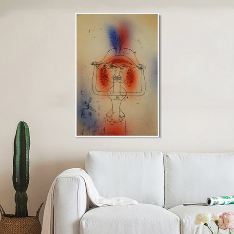 INVIN ART Framed Canvas Giclee Print Die Saengerin der komischen Oper;1925 by Paul Klee Wall Art Living Room Home Office Decorations