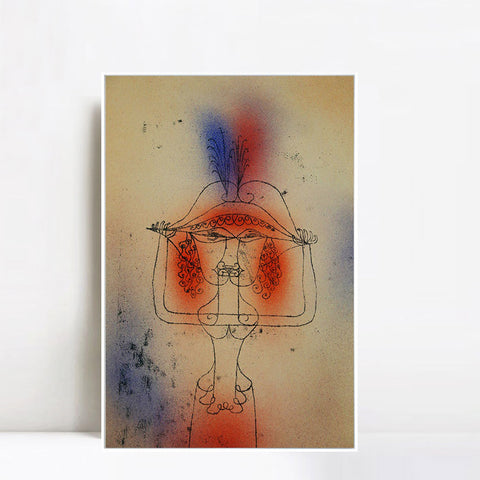INVIN ART Framed Canvas Giclee Print Die Saengerin der komischen Oper;1925 by Paul Klee Wall Art Living Room Home Office Decorations