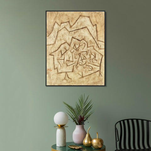 INVIN ART Framed Canvas Giclee Print Gebirgs Gartlein;1939 by Paul Klee Wall Art Living Room Home Office Decorations