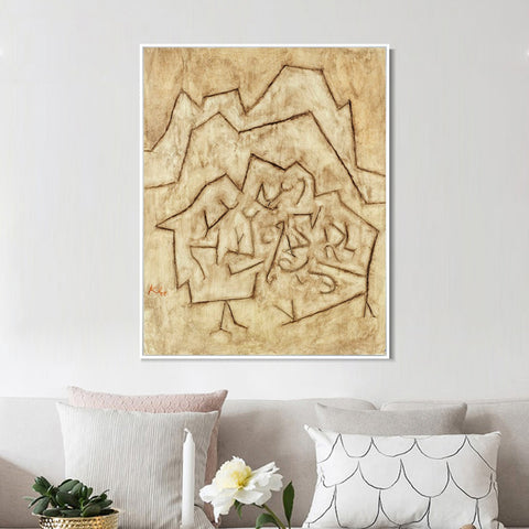 INVIN ART Framed Canvas Giclee Print Gebirgs Gartlein;1939 by Paul Klee Wall Art Living Room Home Office Decorations