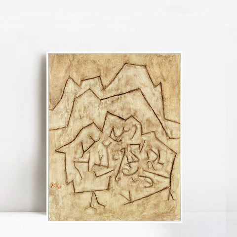 INVIN ART Framed Canvas Giclee Print Gebirgs Gartlein;1939 by Paul Klee Wall Art Living Room Home Office Decorations