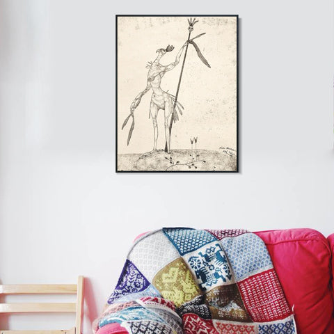 INVIN ART Framed Canvas Giclee Print Aged Phoenix(Invention 9) by Paul Klee Wall Art Living Room Home Office Decorations