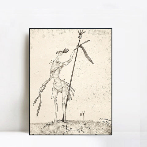 INVIN ART Framed Canvas Giclee Print Aged Phoenix(Invention 9) by Paul Klee Wall Art Living Room Home Office Decorations