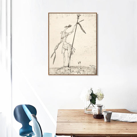 INVIN ART Framed Canvas Giclee Print Aged Phoenix(Invention 9) by Paul Klee Wall Art Living Room Home Office Decorations