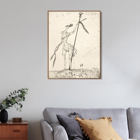 INVIN ART Framed Canvas Giclee Print Aged Phoenix(Invention 9) by Paul Klee Wall Art Living Room Home Office Decorations