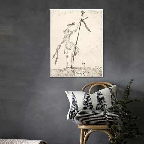 INVIN ART Framed Canvas Giclee Print Aged Phoenix(Invention 9) by Paul Klee Wall Art Living Room Home Office Decorations