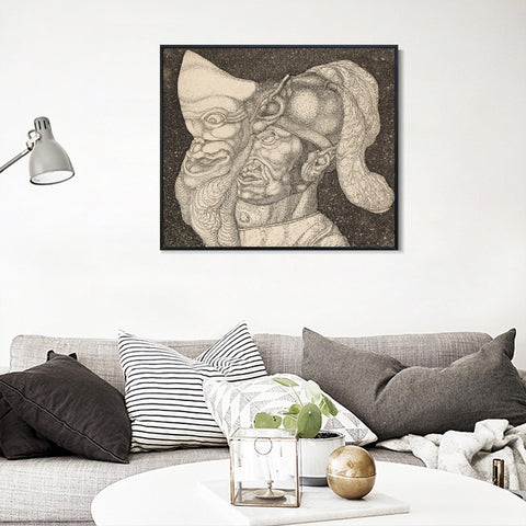 INVIN ART Framed Canvas Giclee Print Comedian(Invention 4) by Paul Klee Wall Art Living Room Home Office Decorations