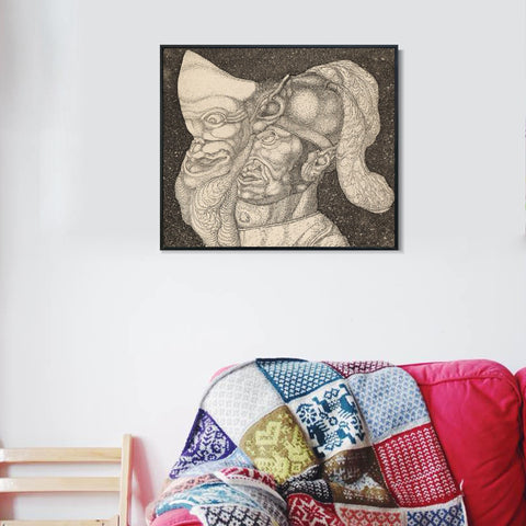INVIN ART Framed Canvas Giclee Print Comedian(Invention 4) by Paul Klee Wall Art Living Room Home Office Decorations