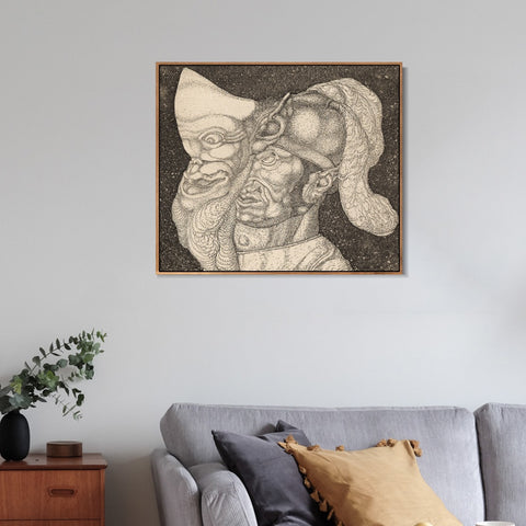 INVIN ART Framed Canvas Giclee Print Comedian(Invention 4) by Paul Klee Wall Art Living Room Home Office Decorations