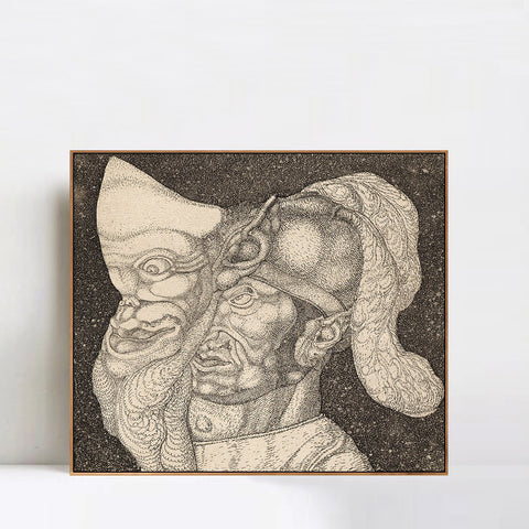 INVIN ART Framed Canvas Giclee Print Comedian(Invention 4) by Paul Klee Wall Art Living Room Home Office Decorations