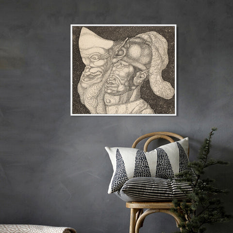 INVIN ART Framed Canvas Giclee Print Comedian(Invention 4) by Paul Klee Wall Art Living Room Home Office Decorations