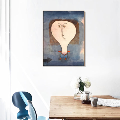 INVIN ART Framed Canvas Giclee Print Fright of a Girl by Paul Klee Wall Art Living Room Home Office Decorations