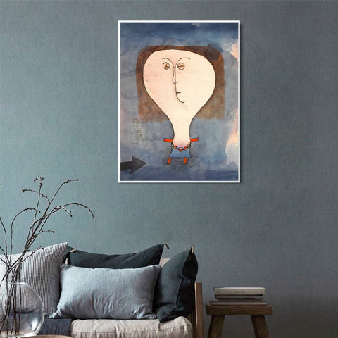 INVIN ART Framed Canvas Giclee Print Fright of a Girl by Paul Klee Wall Art Living Room Home Office Decorations