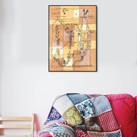 INVIN ART Framed Canvas Giclee Print Hoffmannesque Scene by Paul Klee Wall Art Living Room Home Office Decorations
