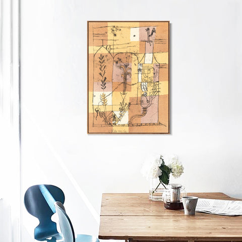 INVIN ART Framed Canvas Giclee Print Hoffmannesque Scene by Paul Klee Wall Art Living Room Home Office Decorations