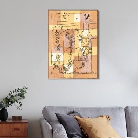 INVIN ART Framed Canvas Giclee Print Hoffmannesque Scene by Paul Klee Wall Art Living Room Home Office Decorations