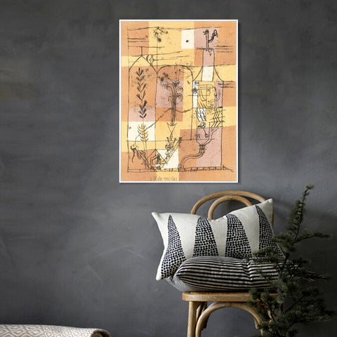 INVIN ART Framed Canvas Giclee Print Hoffmannesque Scene by Paul Klee Wall Art Living Room Home Office Decorations