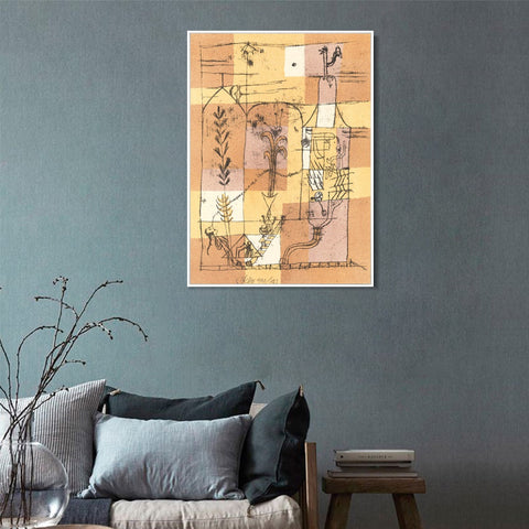 INVIN ART Framed Canvas Giclee Print Hoffmannesque Scene by Paul Klee Wall Art Living Room Home Office Decorations