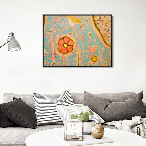 INVIN ART Framed Canvas Giclee Print Efflorescence;1937 by Paul Klee Wall Art Living Room Home Office Decorations