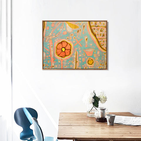 INVIN ART Framed Canvas Giclee Print Efflorescence;1937 by Paul Klee Wall Art Living Room Home Office Decorations