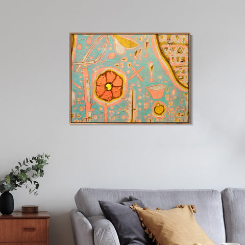 INVIN ART Framed Canvas Giclee Print Efflorescence;1937 by Paul Klee Wall Art Living Room Home Office Decorations