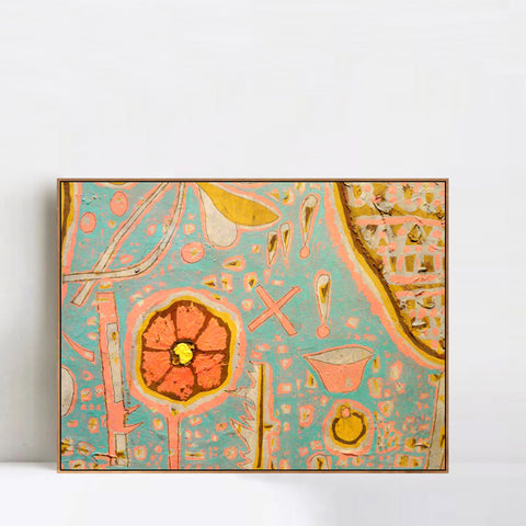 INVIN ART Framed Canvas Giclee Print Efflorescence;1937 by Paul Klee Wall Art Living Room Home Office Decorations